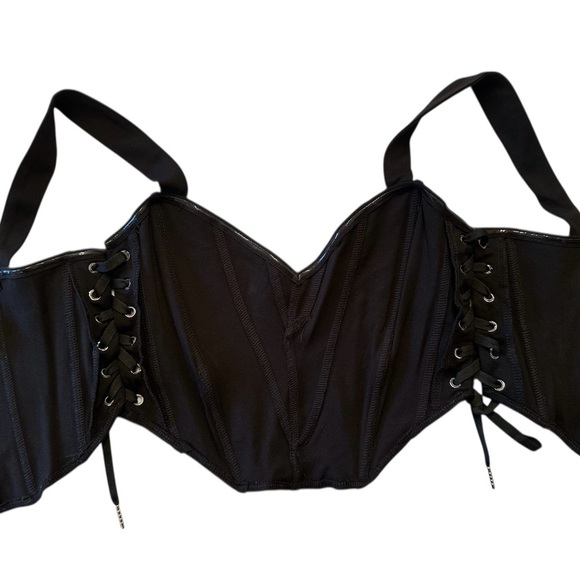 Forever 21 Women's Black Size Medium Corset Woven Lace Up Sides Strappy - Picture 3 of 6